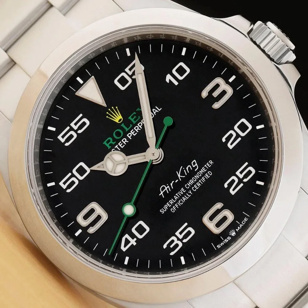 NEW ROLEX AIR-KING 40MM GREEN BLACK STAINLESS STEEL WATCH WITH BOX